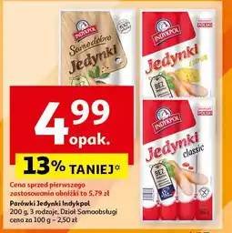 Auchan Parówki z serem Indykpol Jedynki oferta
