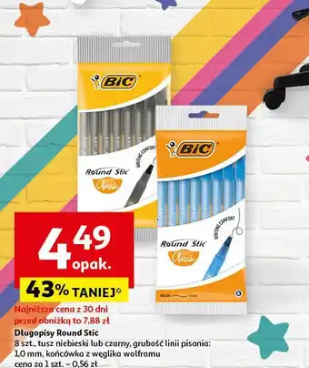 Auchan Długopis round stick niebieski Bic Round Stick oferta