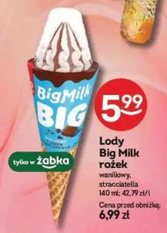 Żabka Lody Big Milk rożek, 140 ml oferta