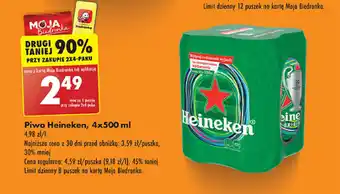 Biedronka Piwo Heineken, 4x500 ml oferta