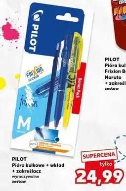 Kaufland Pióro kulkowe niebieskie + wkład zakreślacz wymazywalny Pilot Frixion oferta