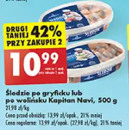 Biedronka Śledzie po gryficku lub po wolińsku Kapitan Navi, 500 g oferta