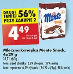 Biedronka Mleczna kanapka Monte Snack, 4 x 29 g oferta