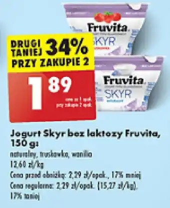 Biedronka Jogurt Skyr bez laktozy Fruvita, 150 g oferta