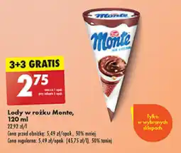 Biedronka Lody w rożku Monte, 120 ml oferta