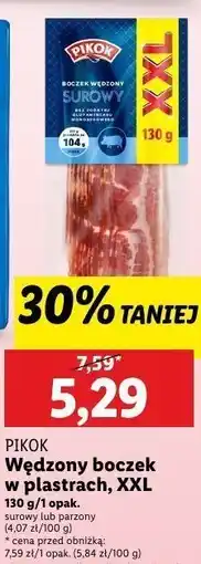 Boczek surowy wędzony w plastrach Pikok