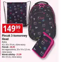 E.Leclerc Plecak 3-komorowy Head Astra 42 x 30 x 19 cm, różne wzory oferta