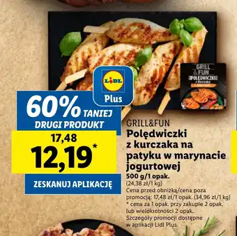 Lidl GRILL&FUN Polędwiczki z kurczaka na patyku w marynacie jogurtowej, 500 g oferta