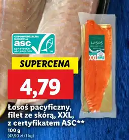Lidl Łosoś pacyficzny, filet ze skórą, XXL, z certyfikatem ASC, 100 g oferta