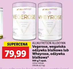 Lidl ALLNUTRITION ALLDEYNN Vegerose, wegańska odżywka białkowa lub Wheyrose, odżywka białkowa, 500 g oferta