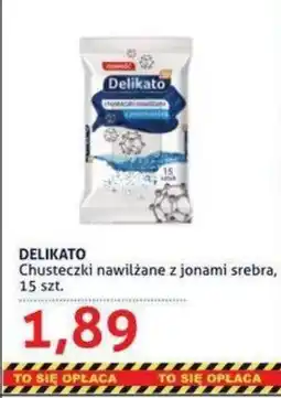 DELIKATO Chusteczki nawilżane z jonami srebra, 15 szt.