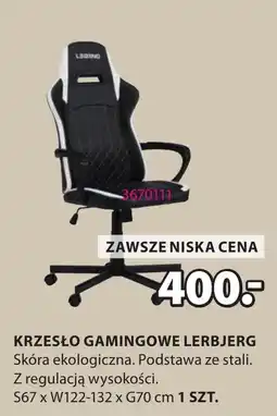 JYSK KRZESŁO GAMINGOWE LERBJERG 67x122-132x70 cm oferta