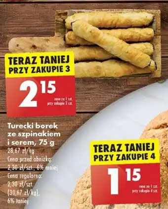 Biedronka Turecki borek ze szpinakiem i serem, 75 g oferta