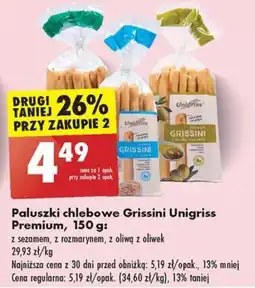Biedronka Paluszki chlebowe Grissini Unigriss Premium, 150 g oferta