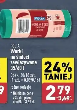 ALDI Worki na śmieci 60 l rolka Folia oferta