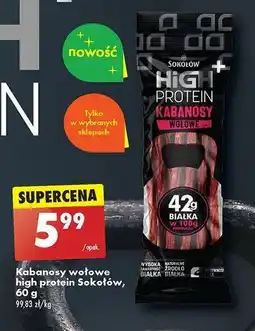 Biedronka Kabanosy wołowe Sokołów high protein oferta