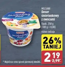 ALDI Deser śmietankowy z brzoskwinią i marakują Milsani oferta