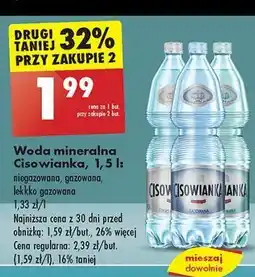 Biedronka Woda lekko gazowana Cisowianka oferta