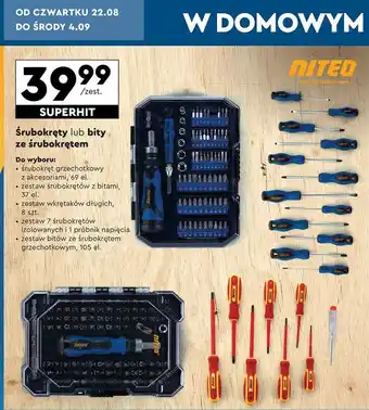 Biedronka Zestaw bitów ze śrubokrętem grzechotkowym Niteo Tools oferta
