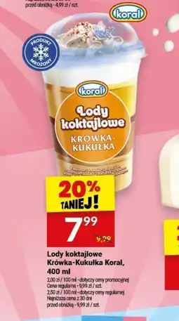Twój Market Lody koktajlowe Krówka-Kukułka Koral, 400 ml oferta