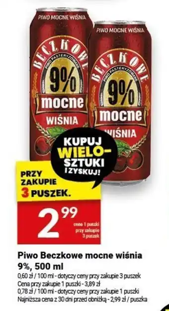 Twój Market Piwo Beczkowe mocne wiśnia 9%, 500 ml oferta