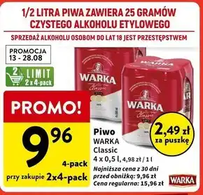 Intermarche Warka Classic Piwo jasne 4 x 500 ml oferta