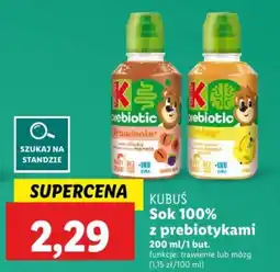 Lidl KUBUŚ Sok 100% z prebiotykami 200 ml oferta