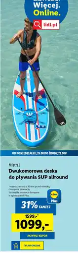 Lidl Mistral Dwukomorowa deska do pływania SUP allround oferta