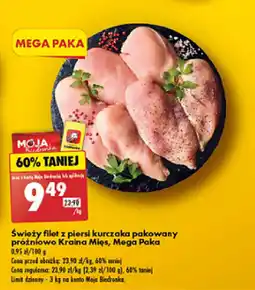 Biedronka Świeży filet z piersi kurczaka pakowany próżniowo Kraina Mięs, Mega Paka 1 kg oferta