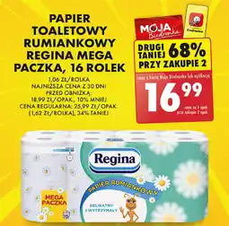 Biedronka PAPIER TOALETOWY RUMIANKOWY REGINA MEGA PACZKA, 16 ROLEK oferta