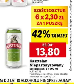 Lidl Piwo Kasztelan Niepasteryzowane oferta