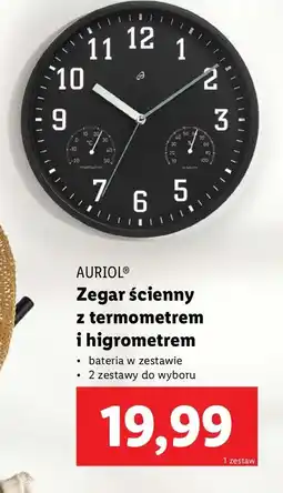 Zegar ścienny z termometrem i higrometrem Auriol