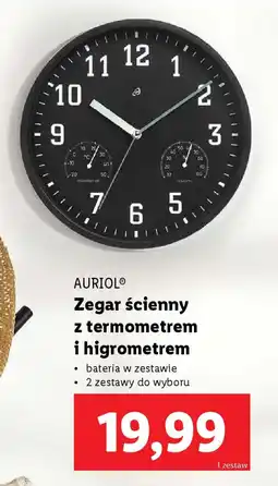 Lidl AURIOL Zegar ścienny z termometrem i higrometrem oferta