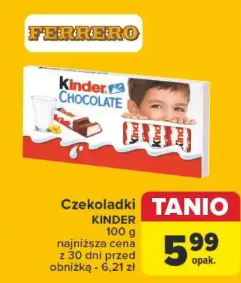 Carrefour Batoniki z mlecznej czekolady nadzieniem mlecznym Kinder Chocolate oferta