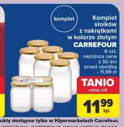 Carrefour Słoiki z nakrętkami złotymi 315 ml Carrefour oferta
