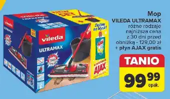 Carrefour Mop ultramax + wiadro z wyciskaczem 10 l płyn ajax 1 Vileda oferta