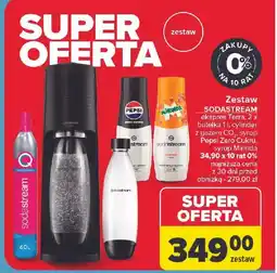 Carrefour Zestaw: urządzenie terra black + 2 x butelki 1 l cylinder syrop pepsi max mirinda Sodastream oferta