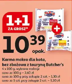 Auchan Karma mokra dla kota, bez zbożowa z tauryną Butcher's, 4 x 100 g oferta