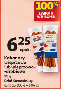 Auchan Kabanosy drobiowo- wieprzowe Auchan oferta