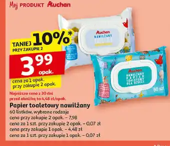 Auchan Papiero toaletowy nawilżany rumiankowy Auchan oferta