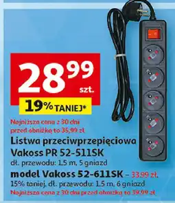 Auchan Listwa zasilająca 52-511sk Vakoss oferta