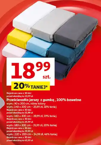 Auchan Prześcieradło jersey z gumką 140 x 200 cm oferta