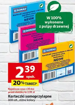 Auchan Karteczki neon samoprzylepne w bloczku pomarańczowy Donau (Biella) oferta