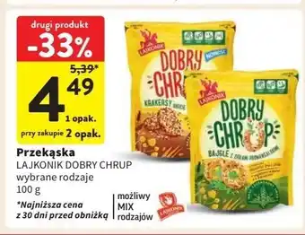 Intermarche Krakersy obficie posypane ziarnami sezamu lnu i chia Lajkonik Dobry Chrup oferta