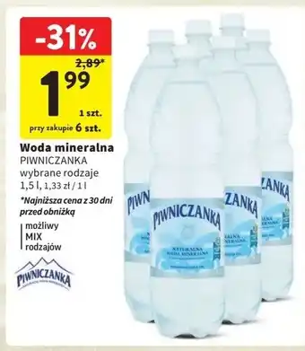 Intermarche Woda niegazowana Piwniczanka oferta