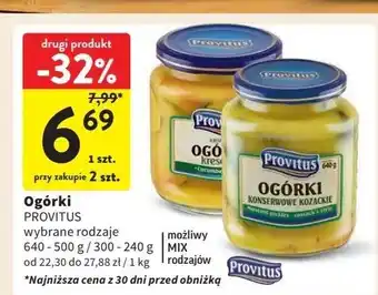 Intermarche Ogórki konserwowe kozackie Provitus oferta