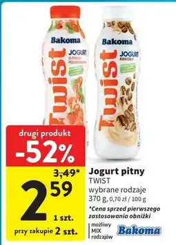 Intermarche Jogurt truskawkowy Bakoma Twist oferta