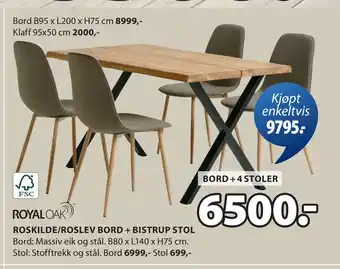 JYSK ROSKILDE/ROSLEV BORD + BISTRUP STOL oferta