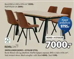 JYSK SKOVLUNDE BORD + HYGUM STOL oferta