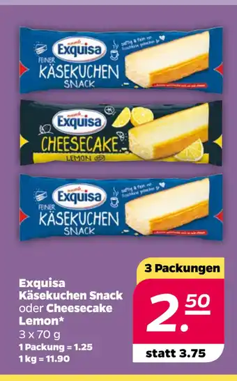 Netto Exquisa Käsekuchen Snack oder Cheesecake Lemon oferta